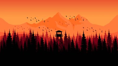 Dağın arka planının vektör illüstrasyonu