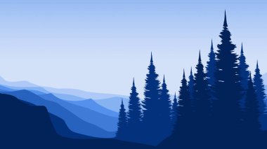 Dağlı güzel bir manzaranın vektör çizimi