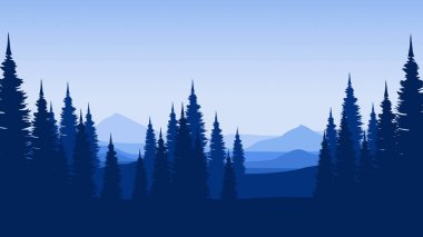Dağlardaki çam ağaçlarının vektör çizimi