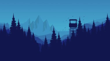 Dağlardaki bir arabanın vektör silueti.