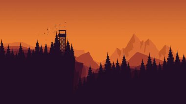 Bir arkaplan ile bir ağacın vektör illüstrasyonu