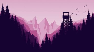 Çam ve çam ağaçlarının silueti