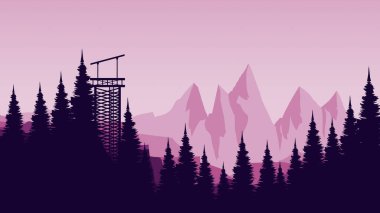 Bir arkaplan ile bir ağacın vektör illüstrasyonu