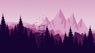 Ağaçları ve dağları olan orman