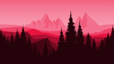 Ağaçlı güzel dağ manzarası