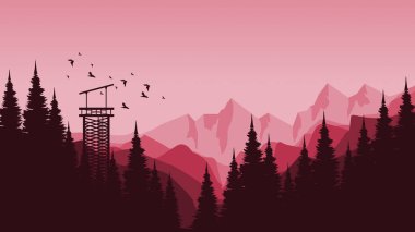 Bir arkaplan ile bir ağacın vektör illüstrasyonu