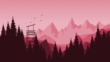 Çam ağaçları ile dağ manzarası