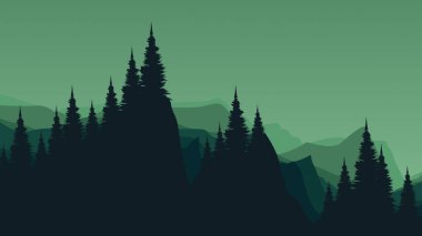 Dağlardaki orman, vektör arkaplan