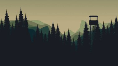 Bir dağ manzarasının vektör çizimi.