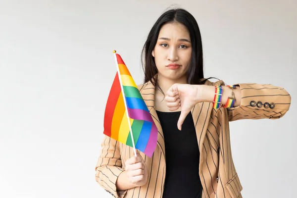Non Binary Lgbt Person Showing Bad Rejecting Thumb Hand Sign Royalty Free Stock Images