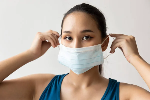 Védőmaszkot Viselő Szezonális Influenza Porszennyezés Elleni Védelemhez — Stock Fotó