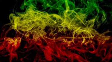 arka plan duman eğrileri ve dalga reggae renkler yeşil, sarı, kırmızı renkli bayrak reggae müzik