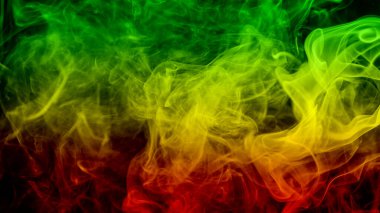arka plan duman eğrileri ve dalga reggae renkler yeşil, sarı, kırmızı renkli bayrak reggae müzik
