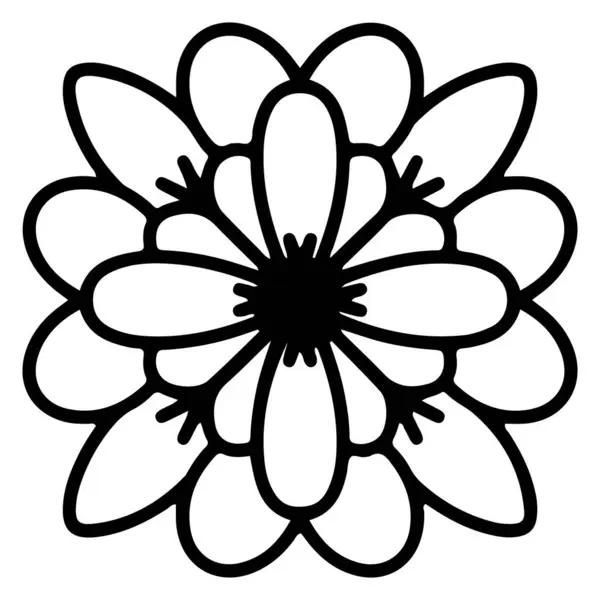Kwiat Doodle Ozdoba Jeden Kwiat Strona Element Tatuaż — Wektor stockowy