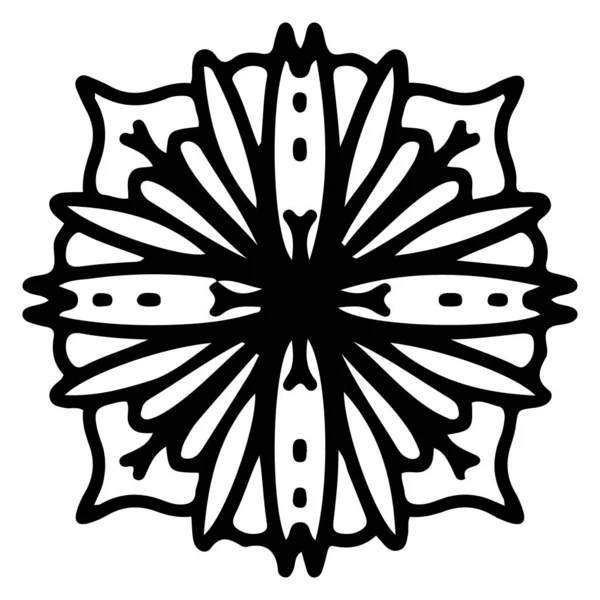 Decorazione Floreale Doodle Singolo Fiore Pagina Elemento Tatuaggio — Vettoriale Stock