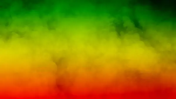 背景の煙曲線を抽象化し レゲエ音楽の旗でレゲエ色の緑 赤の色の波 — ストック写真