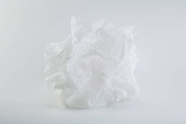 Buruşmuş beyaz plastik torba arka planı