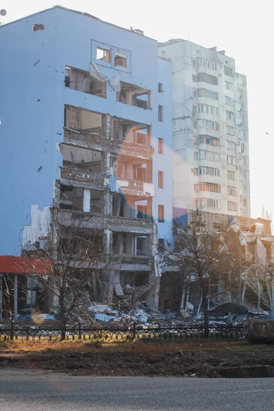 Building Destroyed Missile War Ukraine — Stockfoto