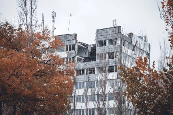 Destroyed Building Ruin Mykolaiv Russian Missile War Ukraine — Stockfoto