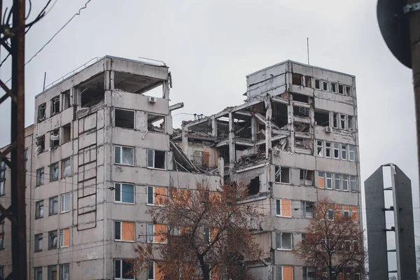Destroyed Building Ruin War Ukraine — Stockfoto