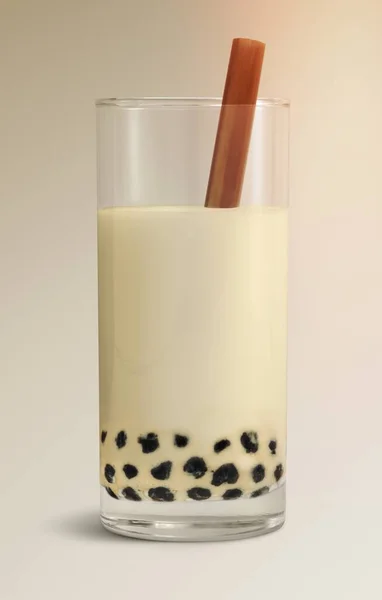 Bubble milk tea in a glass