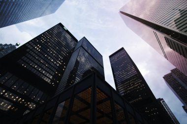 Low angle of high rise buildings.