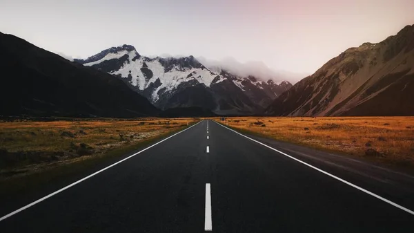 Estrada Das Montanhas Para Mount Cook Nova Zelândia — Fotografia de Stock