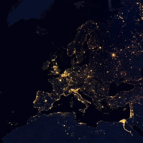 Europe city light from space.