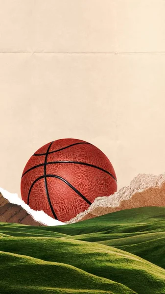 Aesthetic basketball, ripped paper design