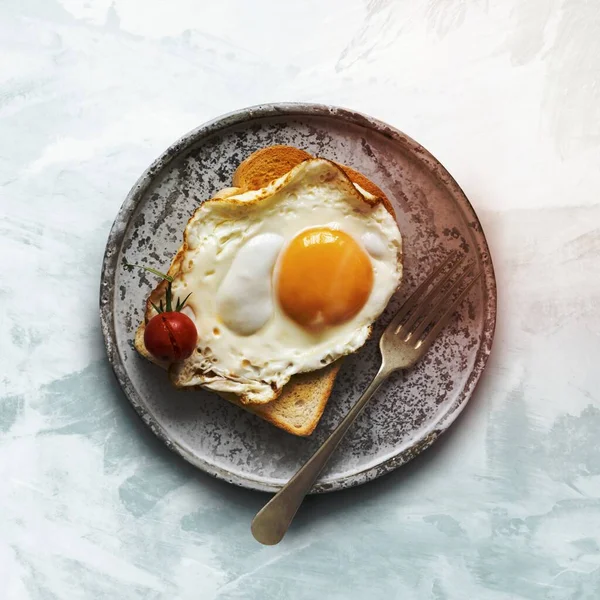 Holiday breakfast with egg on a toast food photography