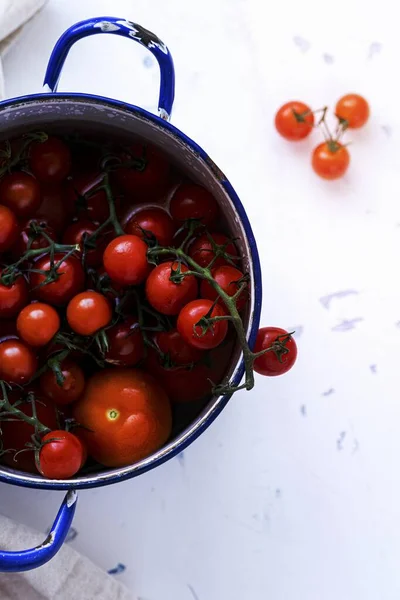 Frisch Gewaschene Tomaten Topf — Stockfoto