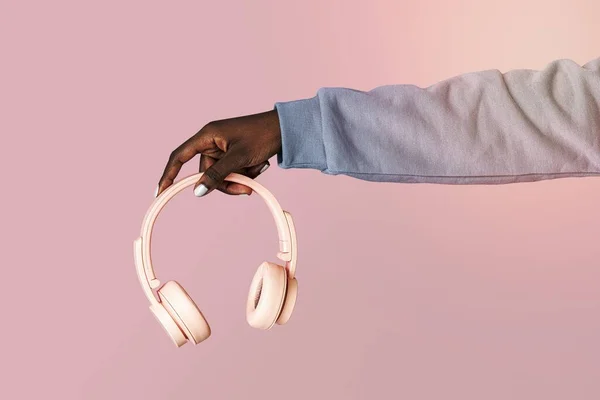 Ręczne Słuchawki Różowe — Zdjęcie stockowe
