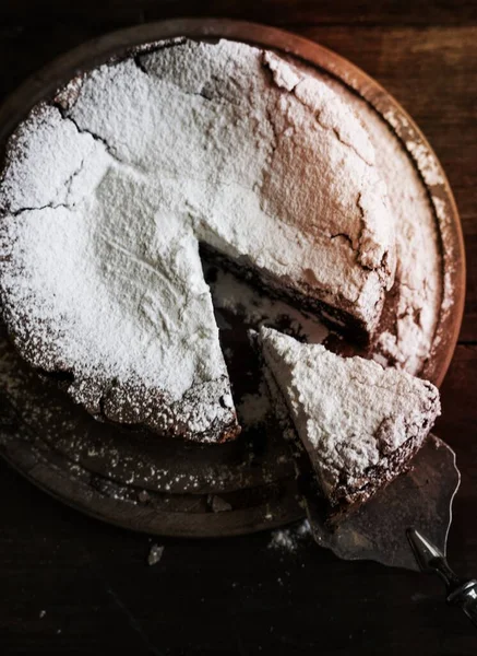 巧克力软糖蛋糕食品摄影食谱的想法 — 图库照片