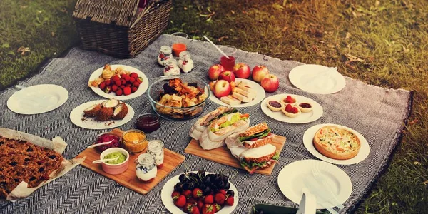 Almuerzo Picnic Comida Aire Libre Park Food Concept —  Fotos de Stock