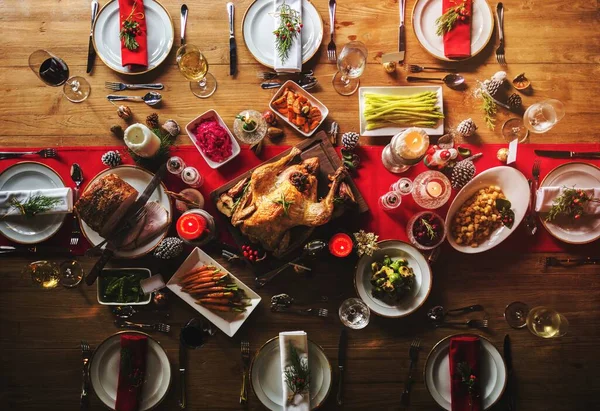 Karácsonyi Családi Vacsora Asztal Koncepció — Stock Fotó