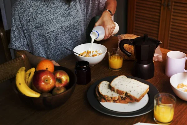Yeme Sabah Kahvaltısı Birlikte — Stok fotoğraf