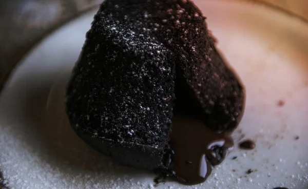 Chocolat Lave Gâteau Nourriture Photographie Recette Idée — Photo