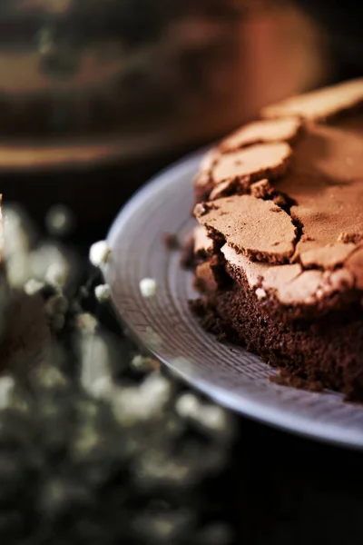 Domácí Sticky Chocolate Mud Cake — Stock fotografie