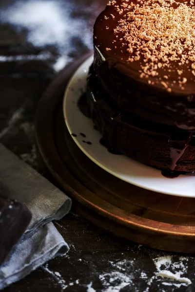 Σοκολάτα Κέικ Τροφίμων Φωτογραφία Συνταγή Ιδέα — Φωτογραφία Αρχείου