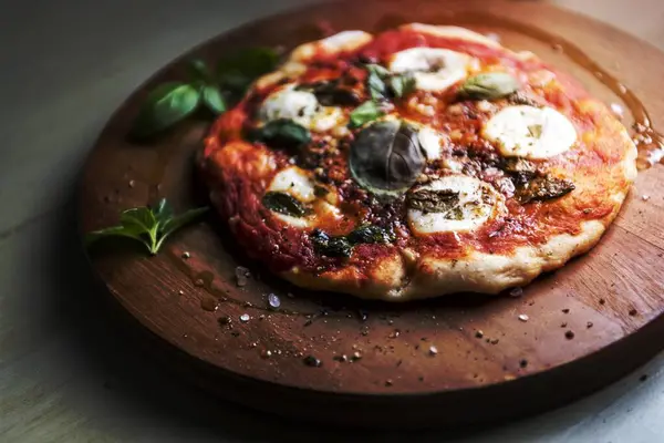Fatto Casa Pizza Cibo Fotografia Ricetta Idea — Foto Stock