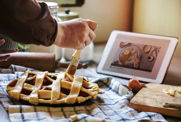 Homemade Mixed Berry Pie Food Photography Recipe Idea — Stock Photo, Image