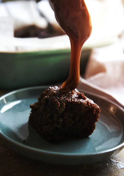 Gezouten Karamel Cake Food Fotografie Recept Idee — Stockfoto