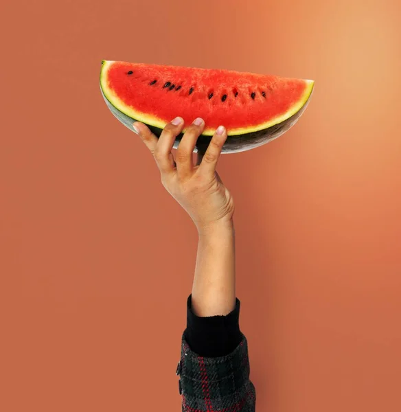 Hand Holding Watermelon Isolated Concept — Stock Photo, Image