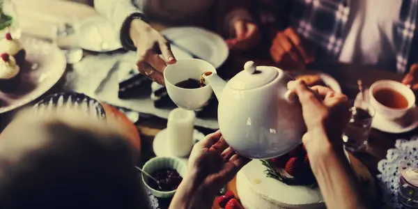 stock image Friends Gathering Together on Tea Party Eating Cakes Enjoyment h