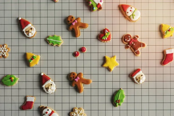 Biscoitos Decorados Natal Gengibre — Fotografia de Stock