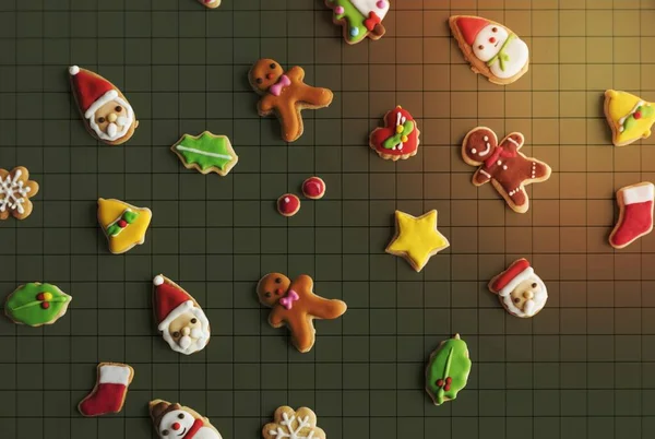 Biscoitos Decorados Natal Gengibre — Fotografia de Stock