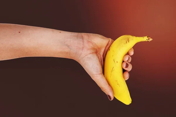 Holding Banana Fruit Studio Concept — Stock Photo, Image