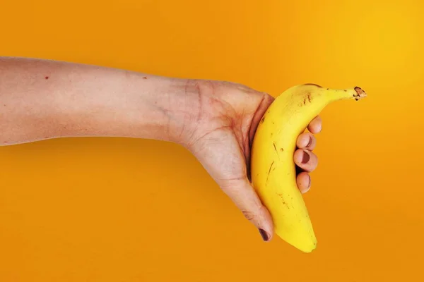 Holding Banana Fruit Studio Concept — Stock Photo, Image