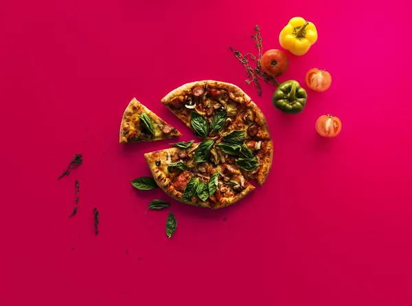 stock image Slice of a whole italian cuisine pizza pan