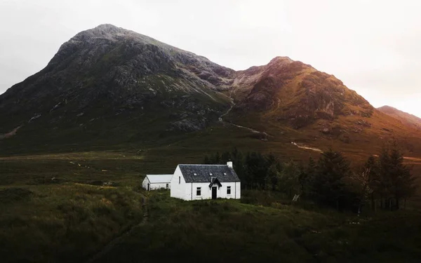 Drohnen Ansicht Der Hütte Buachaille Etive Mor Glen Coe Schottland — Stockfoto